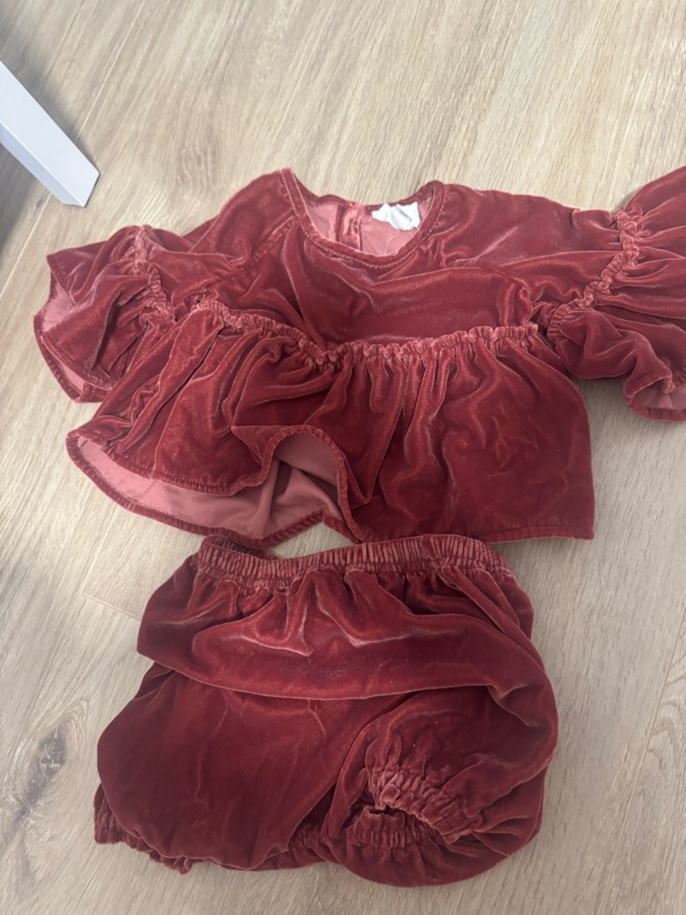 Velvet Two-Piece Baby Set in Rust